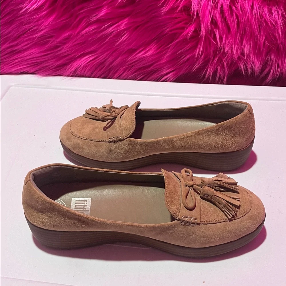 FitFlop Tan Suede Tassel Loafers for Women